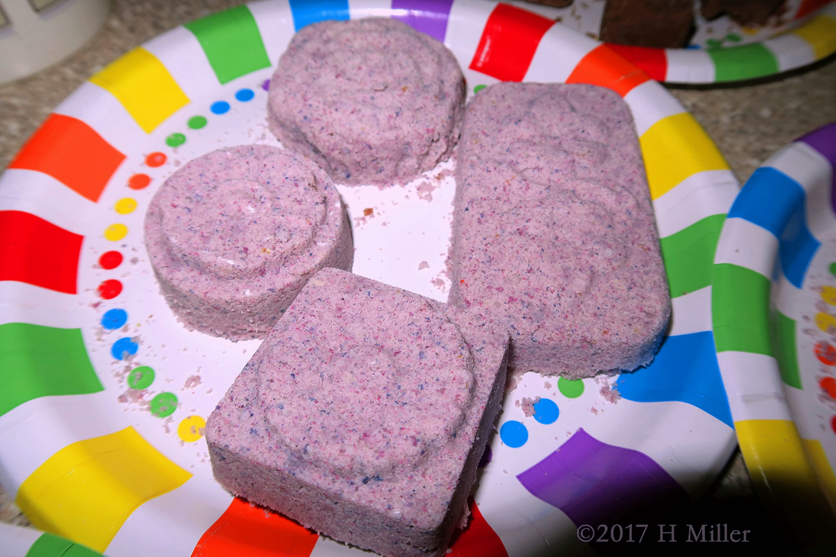 Berry Colored Fizzy Bath Bombs On A Rainbow Plate! 