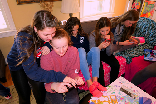 Girls On Their Phones Taking A Break From The Spa Birthday Card Signin Girls On Their Phones Taking A Break From The Spa Birthday Card Signin