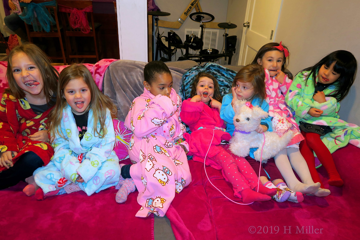 Silly Faces in Kids Spa Robes Group Photo 