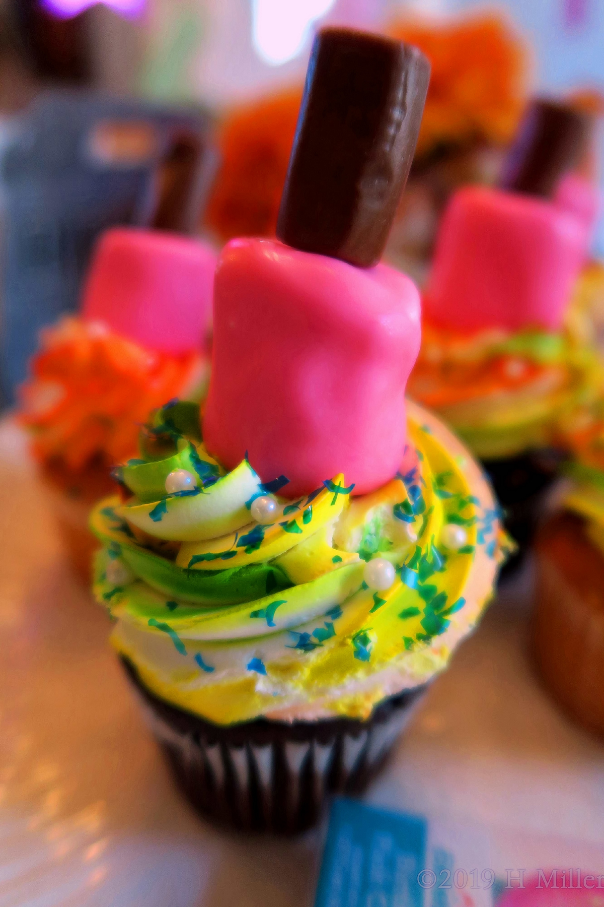 Close Up Of Cupcakes! Colorful Cupcakes For Spa Party Guests 