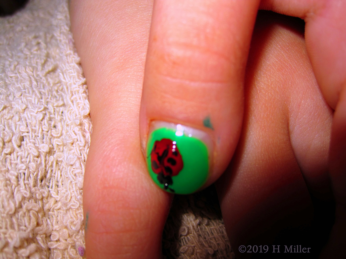 It's An Accent! Kids Manicure Has Accent Nail With Ladybug Nail Design! 