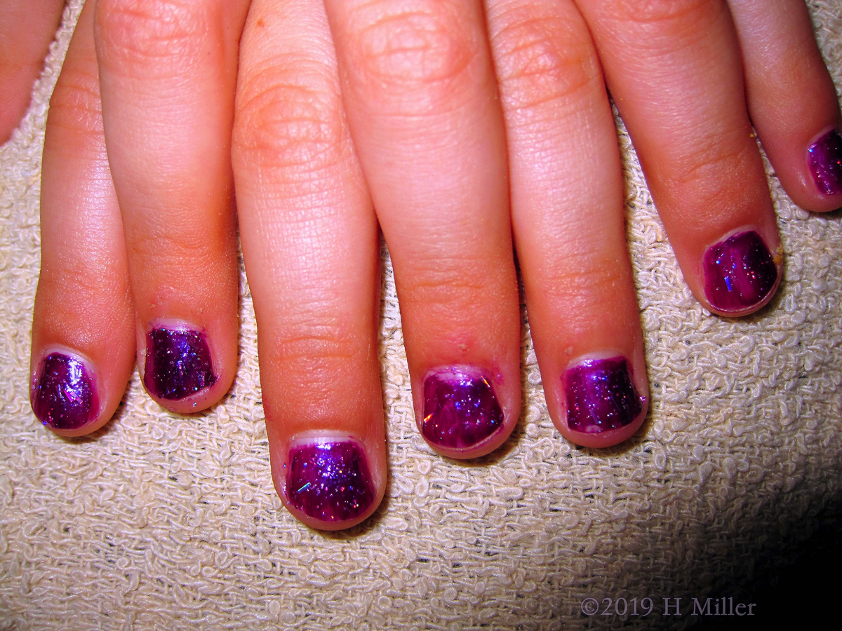 Passion For Purple! Purple Glitter Polish On Kids Mani! 
