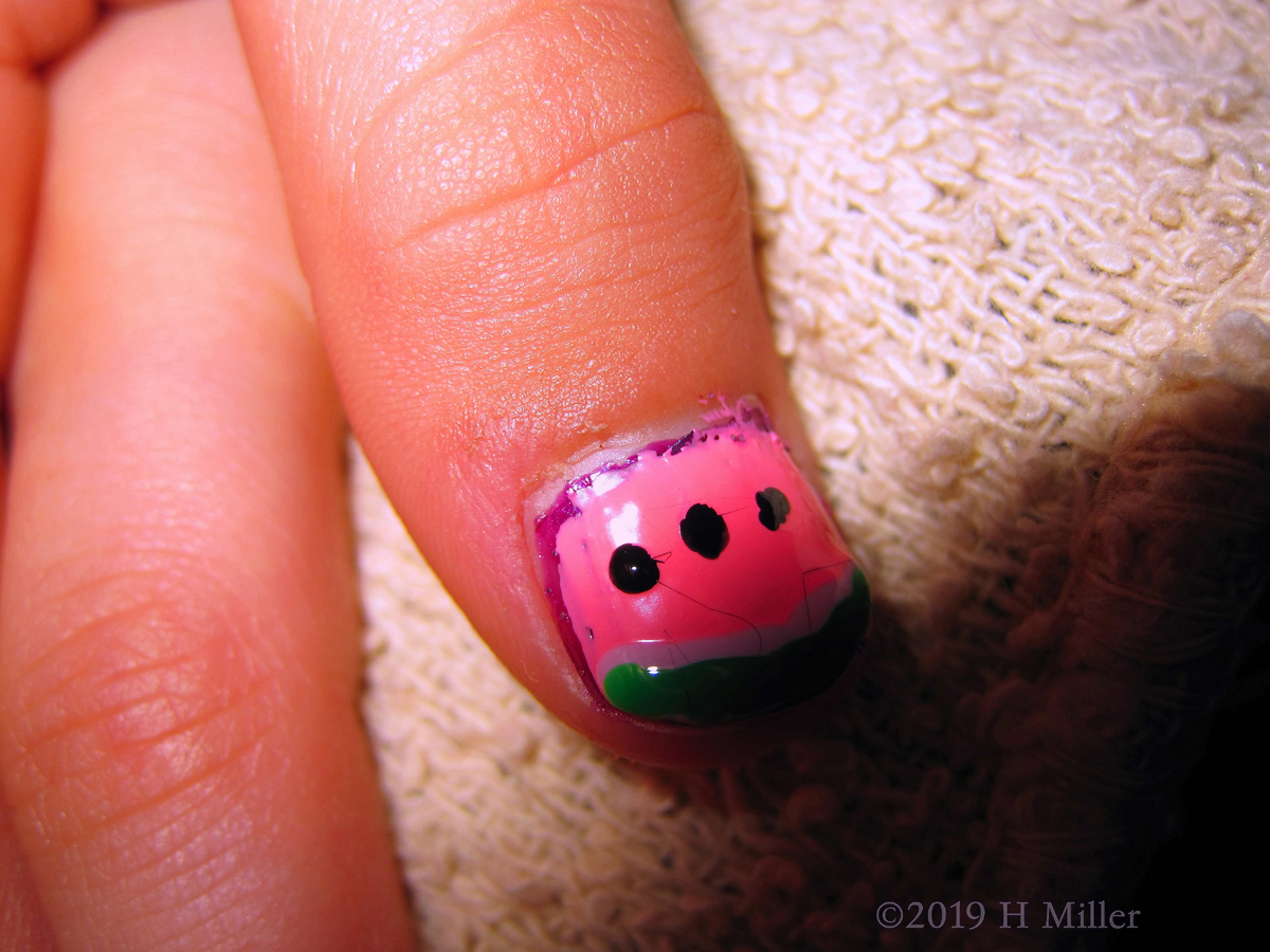 Waiting For Watermelon! Watermelon Nail Design On This Kids Mani! 