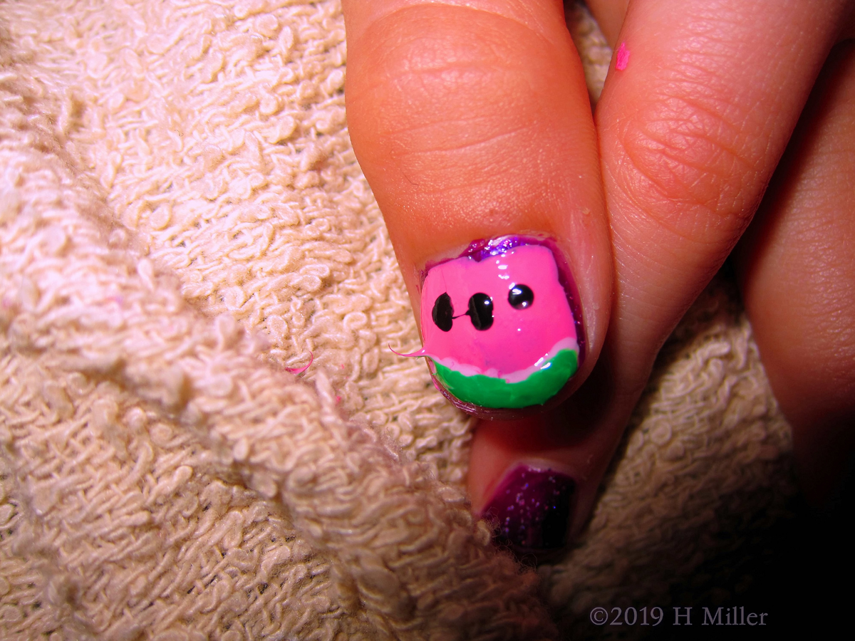 Watermelon And Waiting! Kids Mani Features Watermelon Nail Art! 