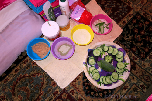 Cucumbers And Kid Friendly Face Masques! Kids Facial Setup Complete For Spa Party!