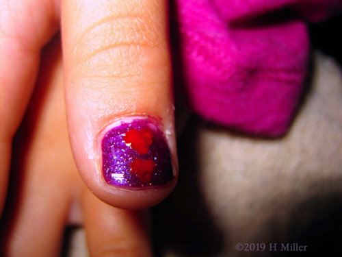 Mainly Purple On Kids Mani! Kids Mani Has Glitter Purple Polish With Heart Nail Art! Mainly Purple On Kids Mani! Kids Mani Has Glitter Purple Polish With Heart Nail Art!
