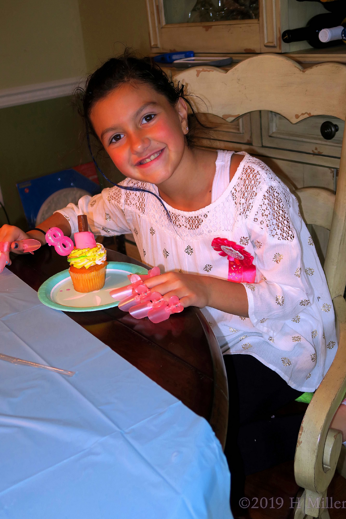 Blessings On Blessings! Birthday Girl Poses With Birthday Cupcake!