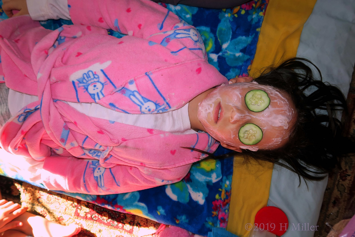 Covered In Cucumber! Cucumber And Strawberry Masque Kids Facial On Spa Party Guest!