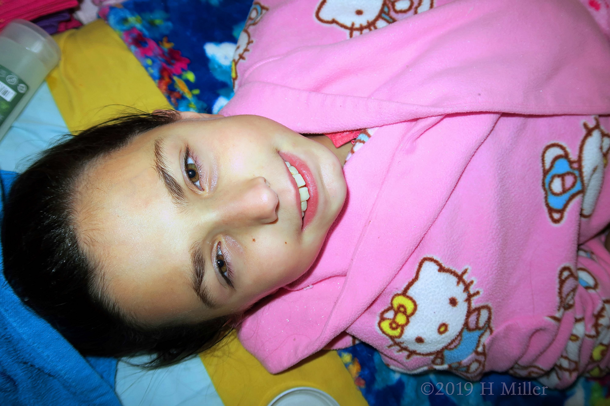 Lounging Luxuriously! Spa Party Guest Poses For Kids Facial! Lounging Luxuriously! Spa Party Guest Poses For Kids Facial!