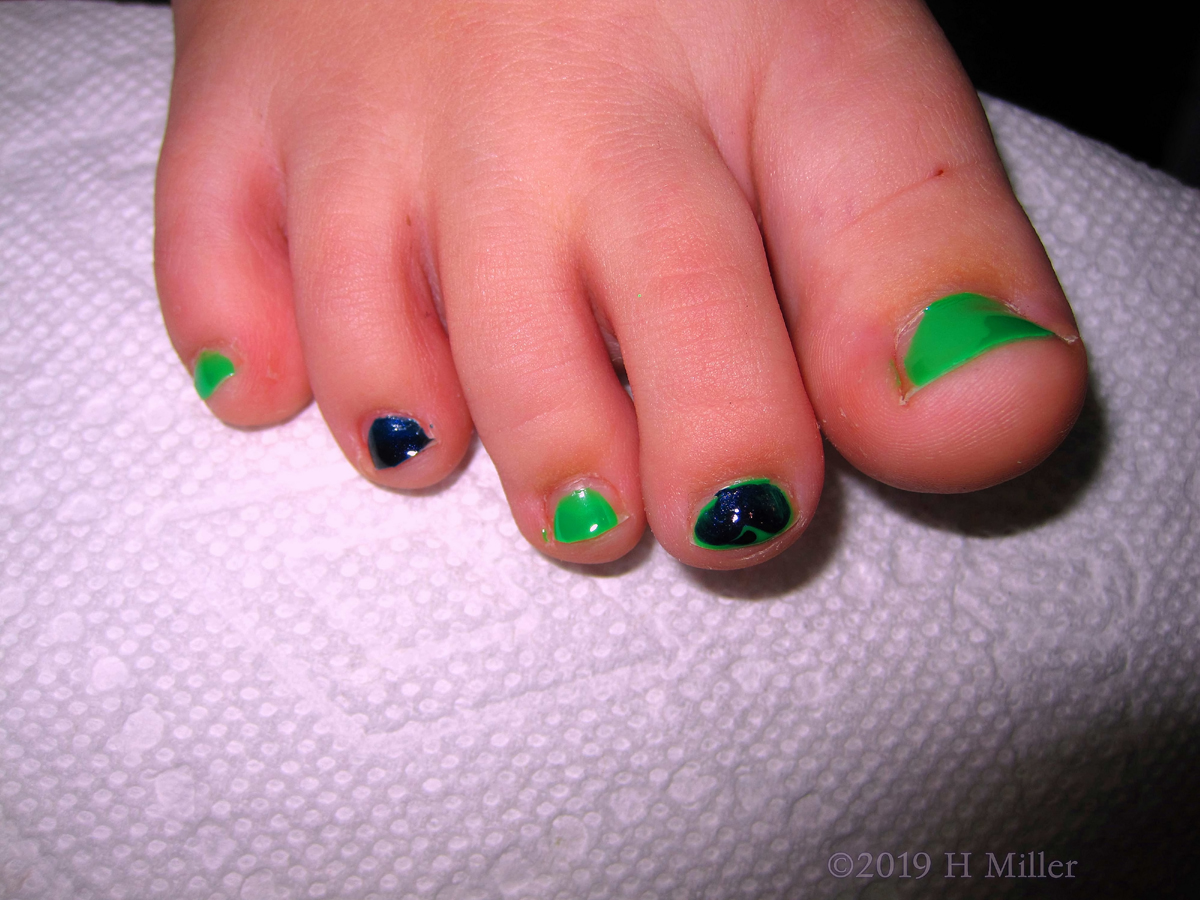 Blue Green Baby! Green And Blue Polish For Kids Pedicure! 