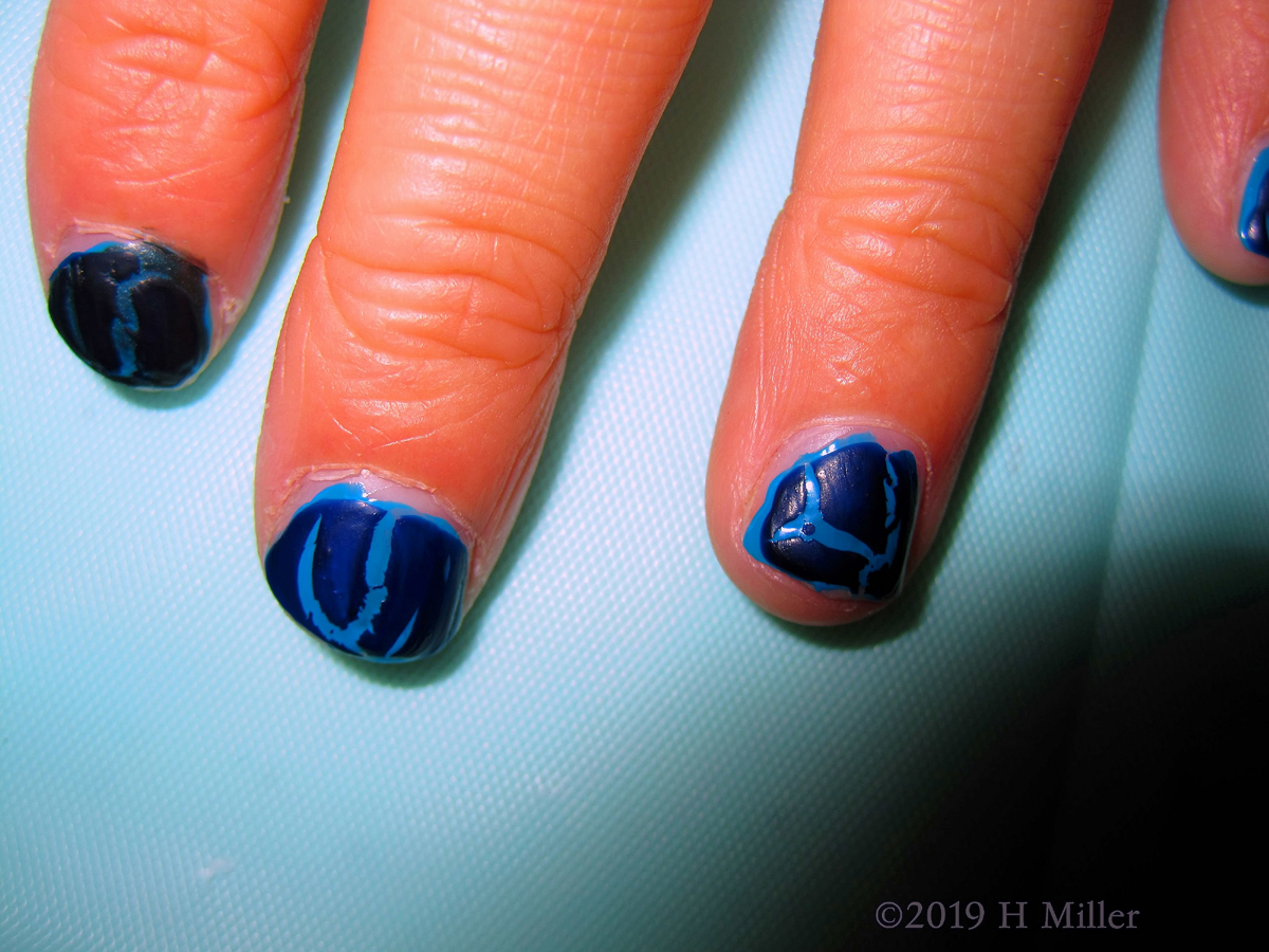 Marbled Fun! All The Shades Of Blue For Girls Manicure!