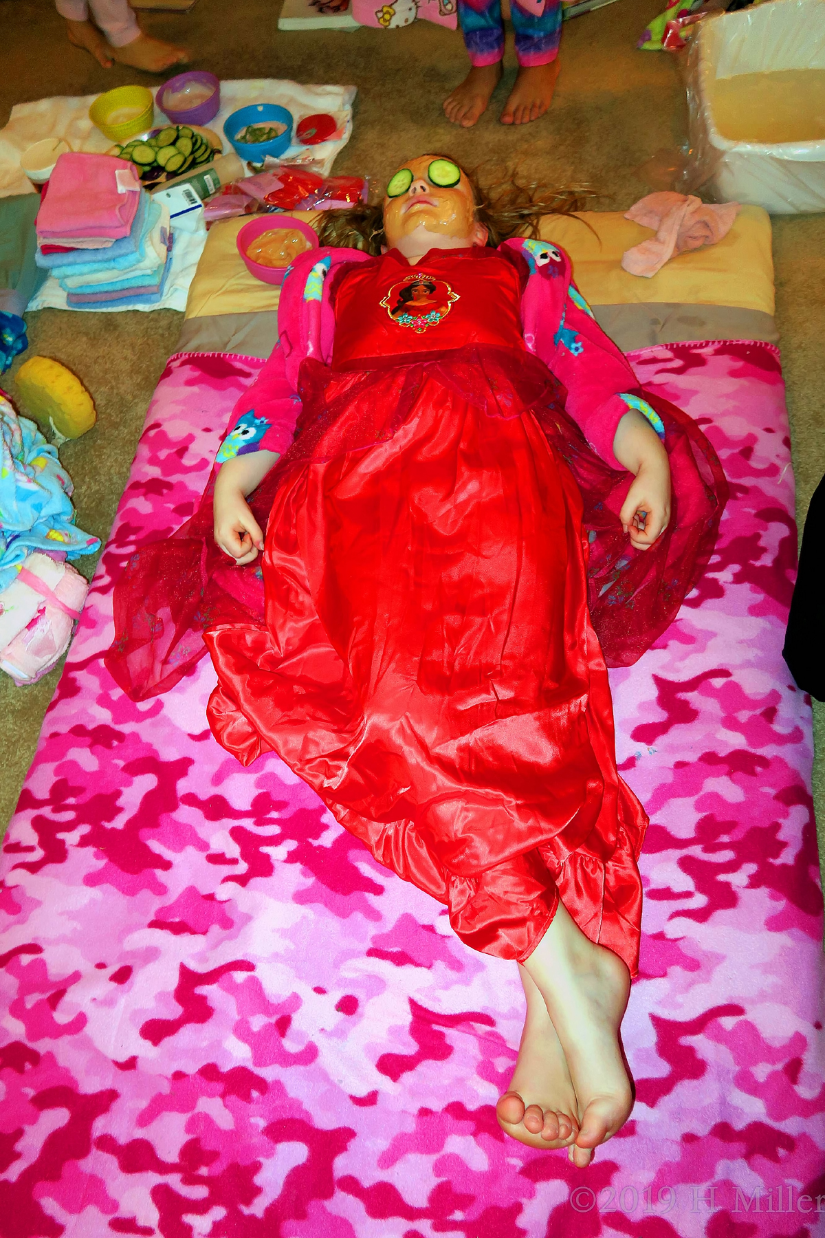 Princess Pampering! Girls Spa Party Guest Poses For Kids Facial! 
