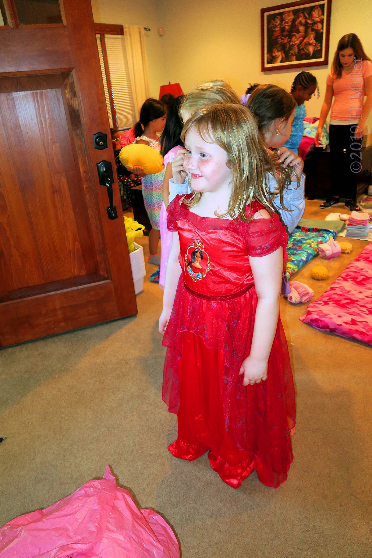 Radiant In Red! Birthday Girl Observing The Spa Party! 