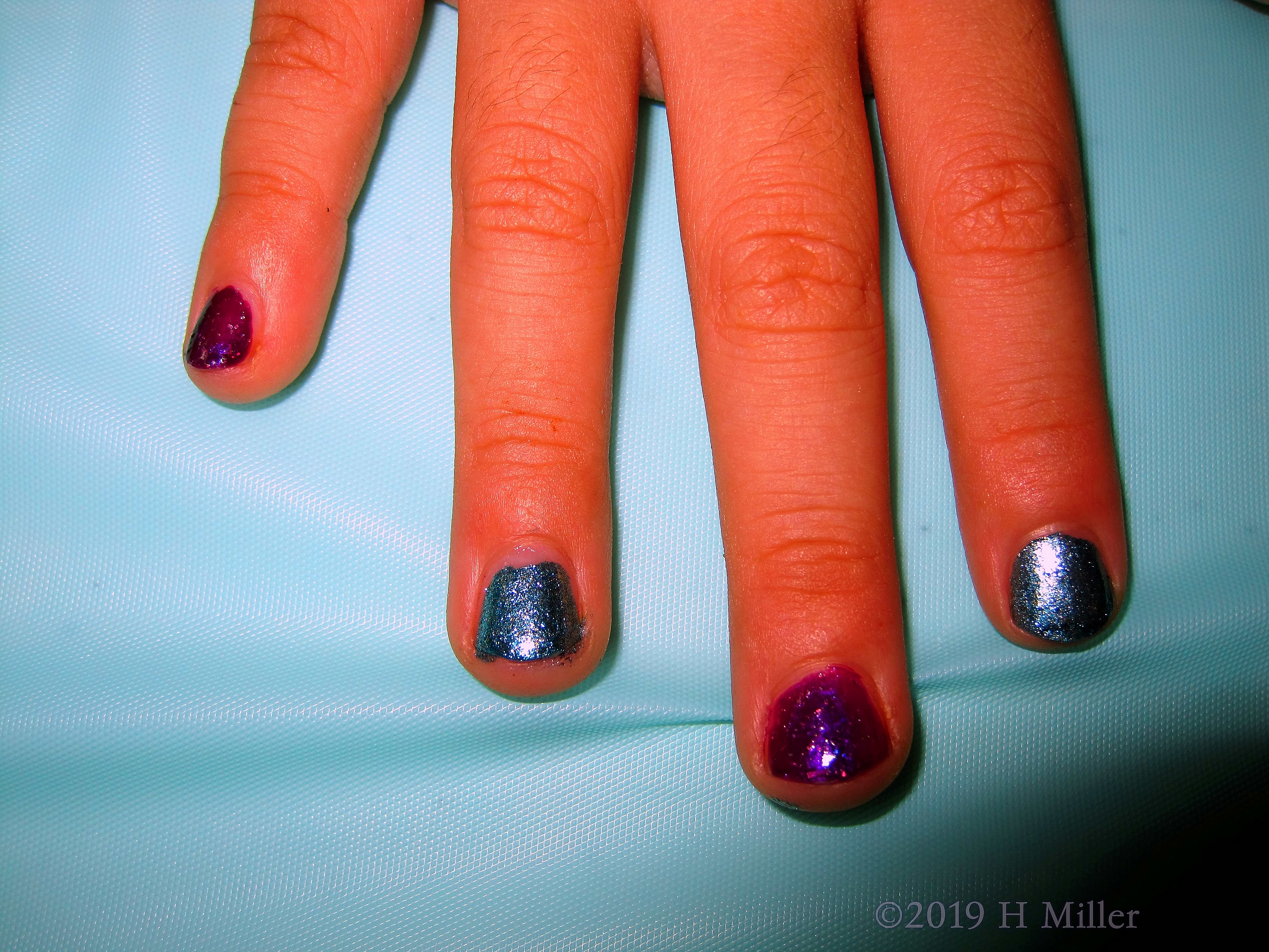 All That Glitters! Purple And Teal Glitter Polish For Kids Mani! All That Glitters! Purple And Teal Glitter Polish For Kids Mani!