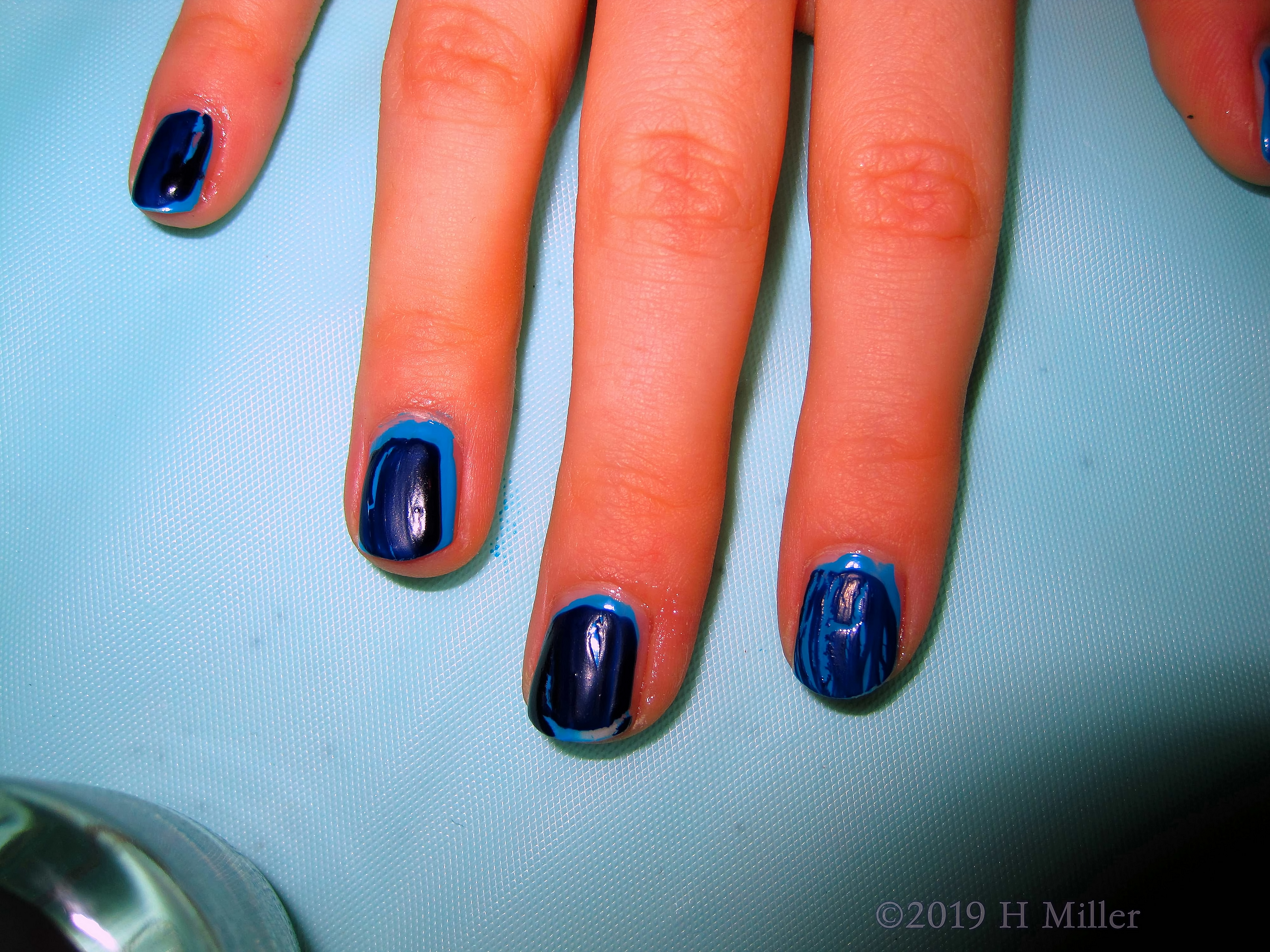 Feeling Blue! Blue Marbled Polish Look For Kids Mani! Feeling Blue! Blue Marbled Polish Look For Kids Mani!