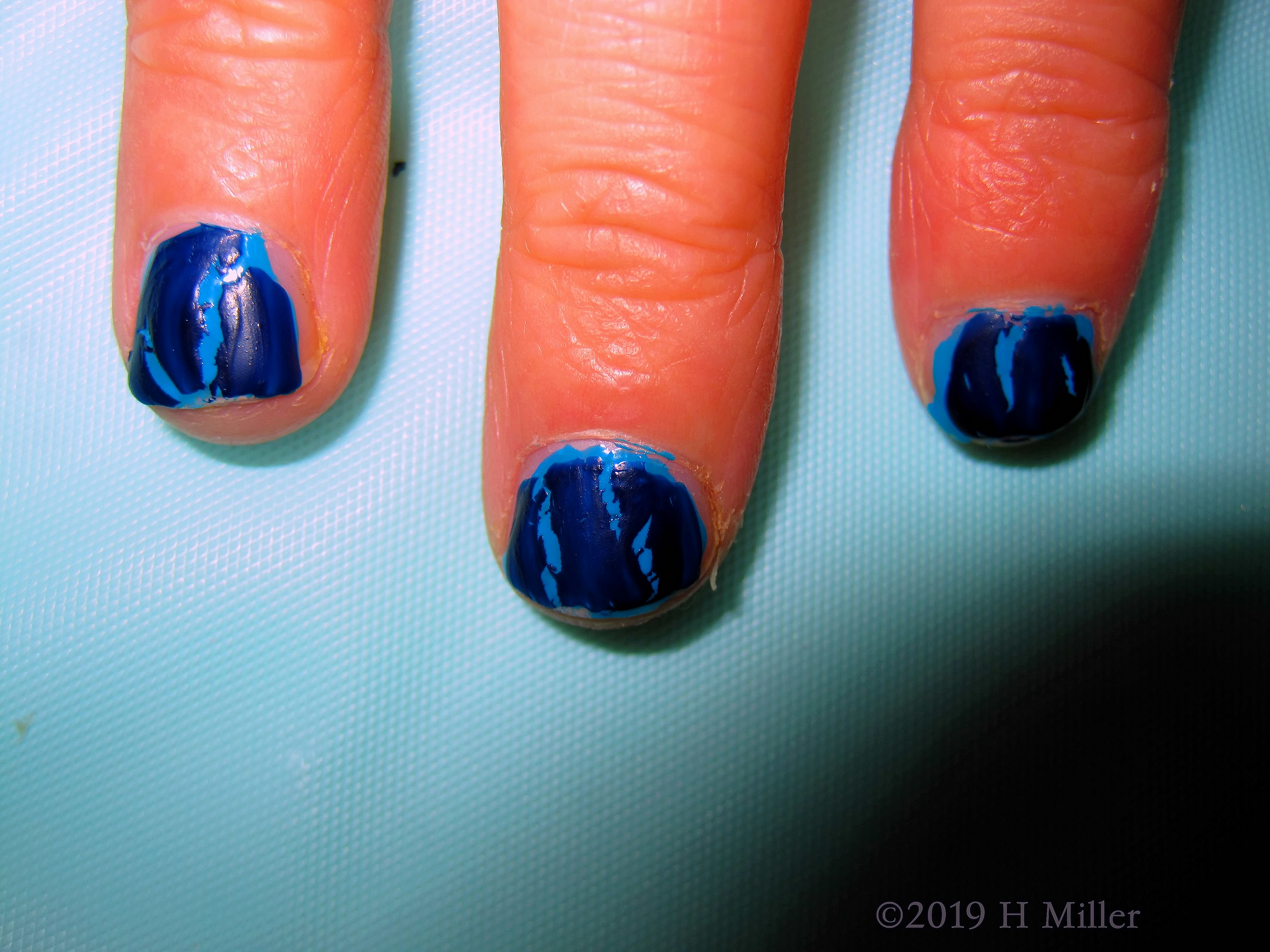 Fun Marbled Polish! Blue Marbled Polish On Kids Mani! Fun Marbled Polish! Blue Marbled Polish On Kids Mani!