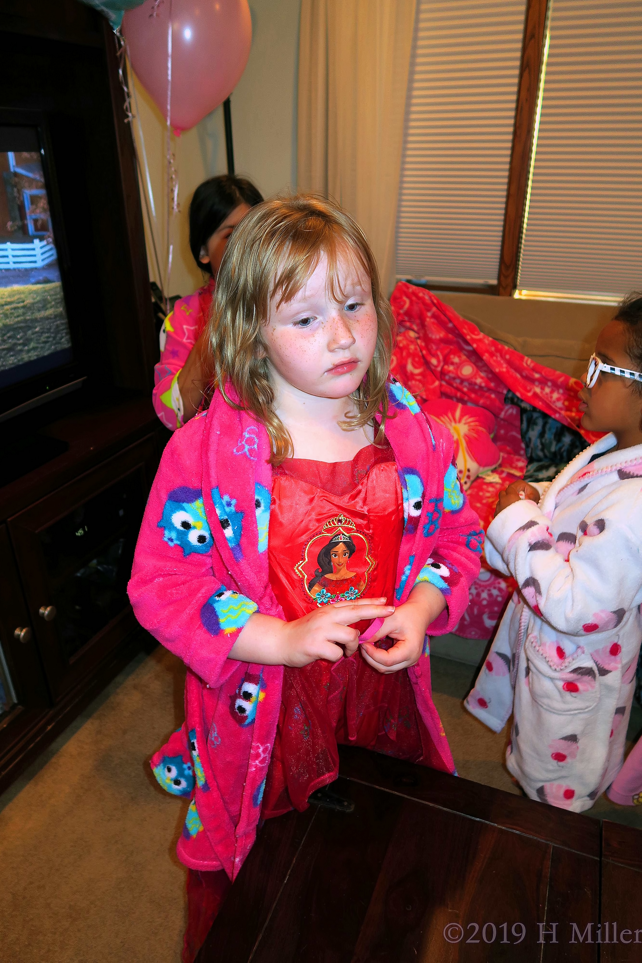 Robed And Ready In Red Owls! Birthday Girl Poses In Spa Robe! Robed And Ready In Red Owls! Birthday Girl Poses In Spa Robe!