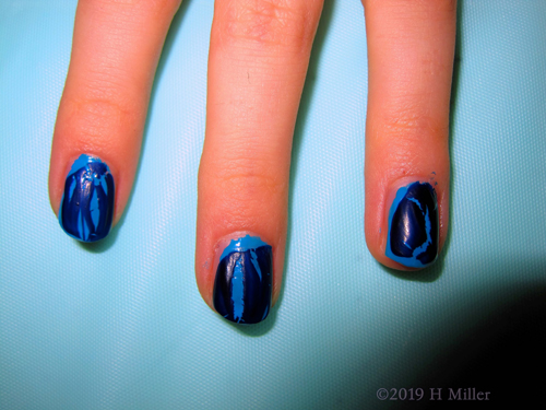 Bedazzled In Blue! Party Guest Shows Off Marbled Blue Nail Polish For Kids Mani! Bedazzled In Blue! Party Guest Shows Off Marbled Blue Nail Polish For Kids Mani!