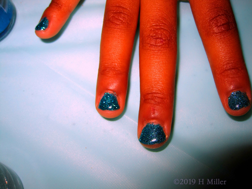Blue Sparkle Glitter Polish For Girls Manicure