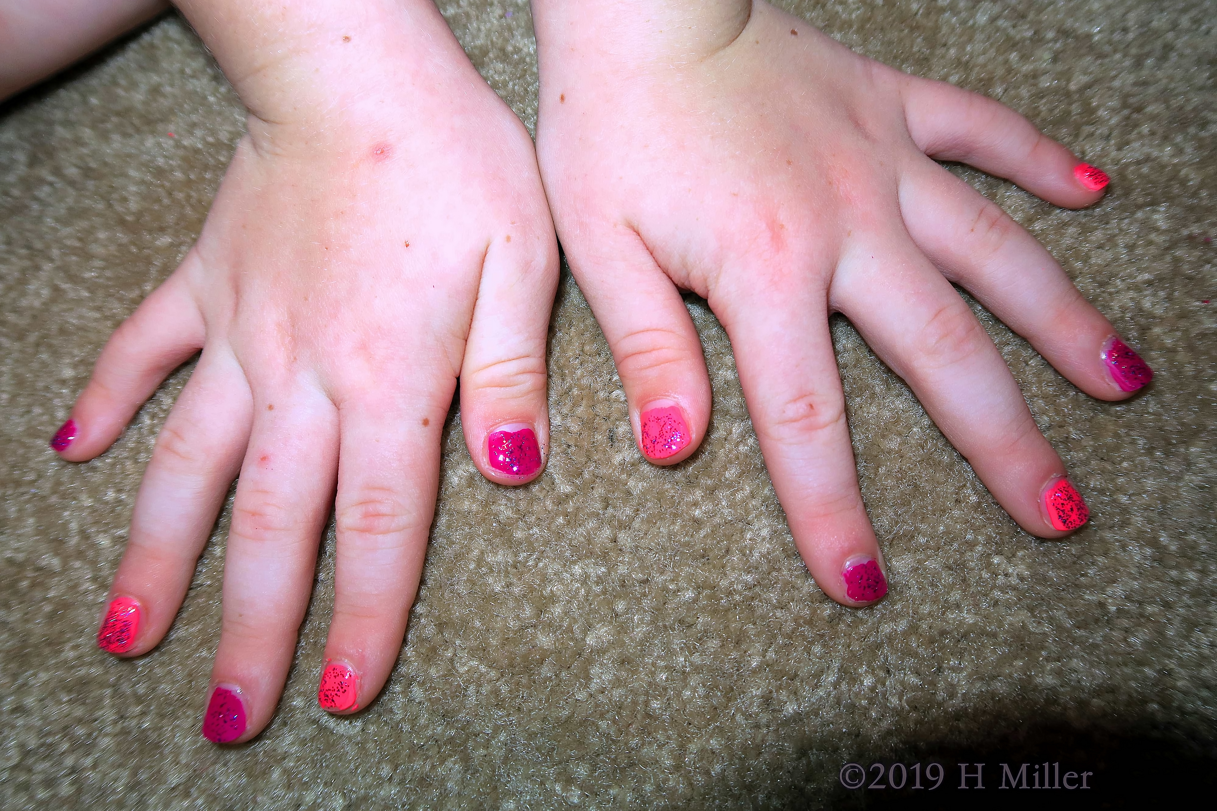 Plenty Of Pink! Different Shades Of Pink Polish For This Kids Mani! 4