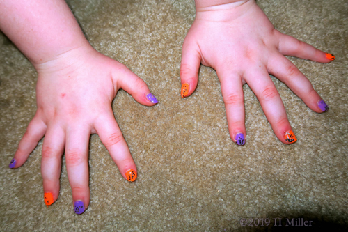 Birthday Nails! Orange And Purple Polish For Birthday Girl Kids Mani! 