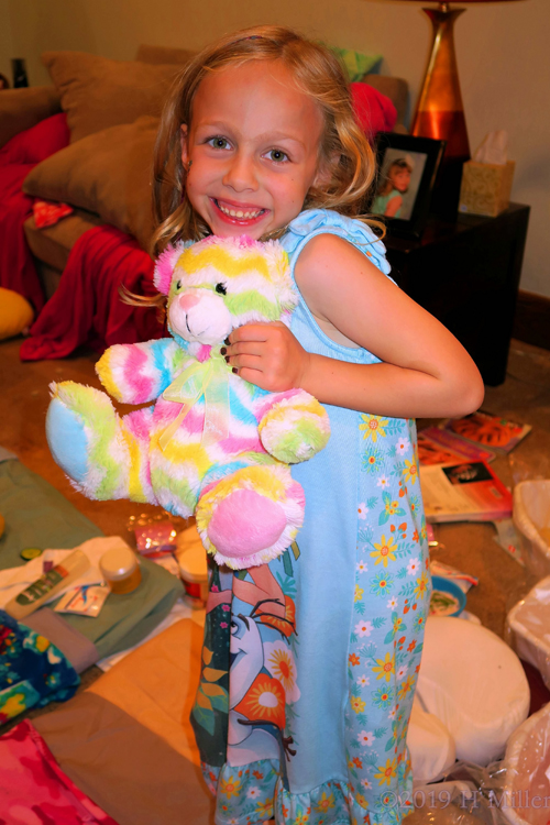 Cute Bears And Cheers! Party Guest Posing With Furry Friend At Kids Spa Party! Cute Bears And Cheers! Party Guest Posing With Furry Friend At Kids Spa Party!