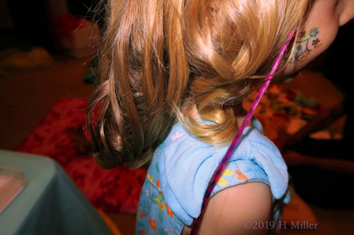 Fearless In Feathers! Kids Hairstyle At Spa Party Featuring Hair Feathers!