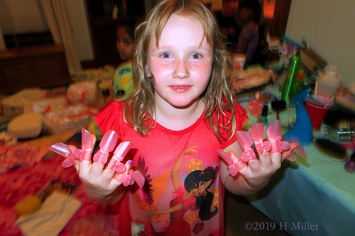 Kids Manicure Fun! Spa Party Guest Poses With Kids Mani! Kids Manicure Fun! Spa Party Guest Poses With Kids Mani!