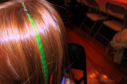 Lime Loving! Kids Hairstyle Featuring Lime Green Hair Feather On Party Guest!