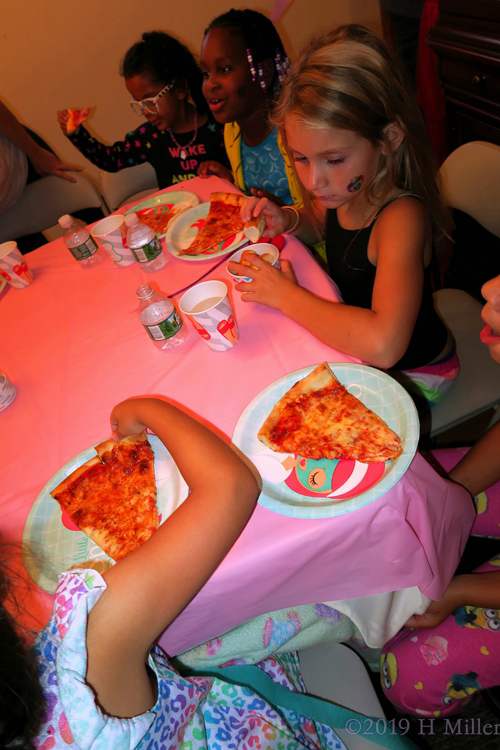 Piece Of Pizza Please! Party Guests Have Snack!