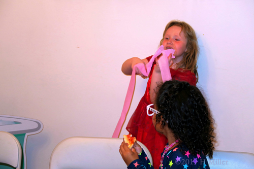 Playing With Pink Streamers! Birthday Girl Plays At The Spa Party!
