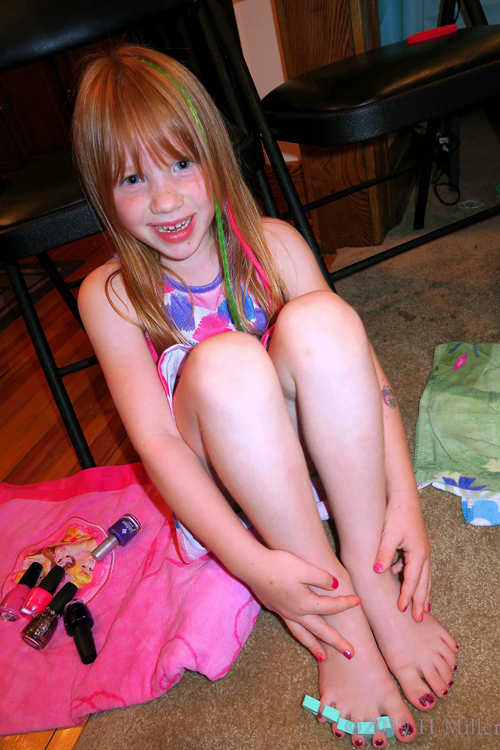 Posing With Pedis And Manis Take Two! Kids Manicure And Pedicure On Party Guest! 