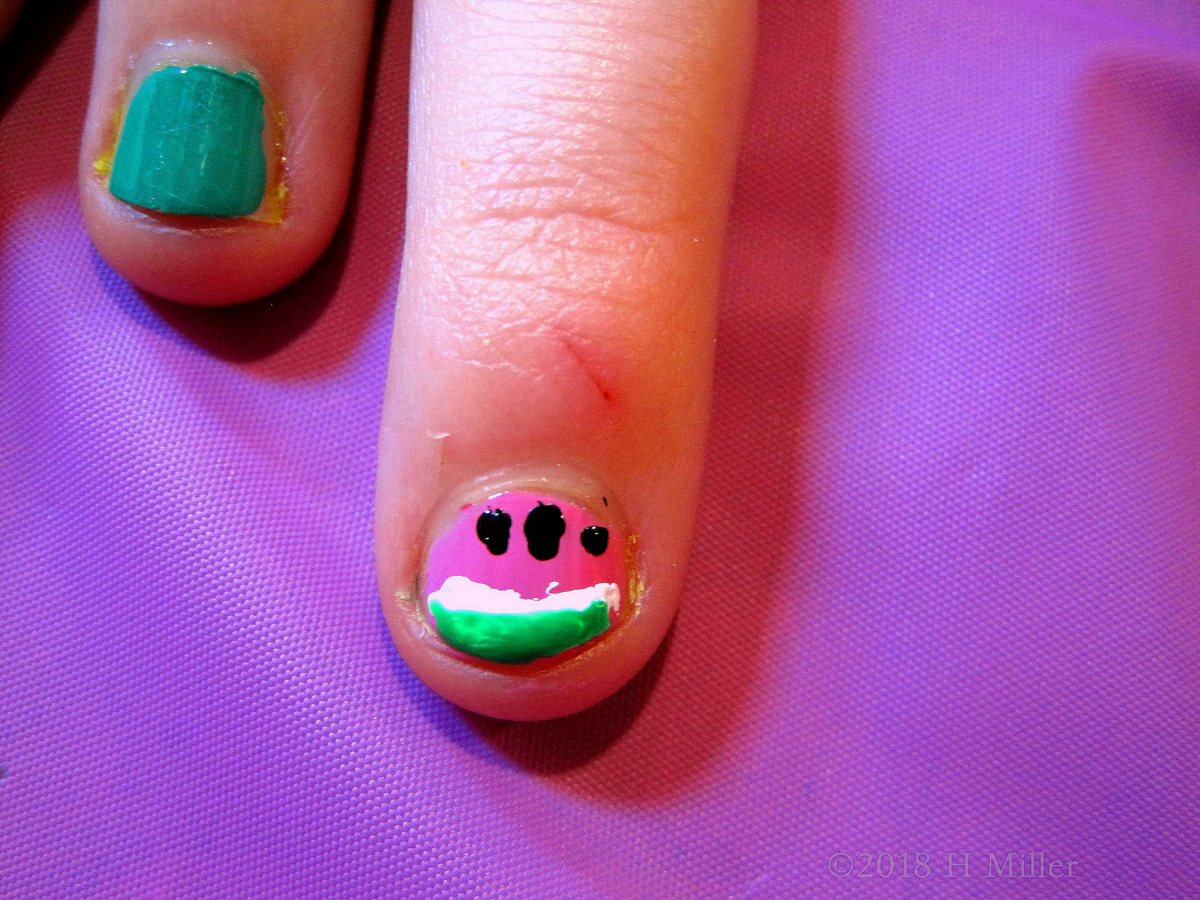 Charming Kids Nail Art With A Watermelon 