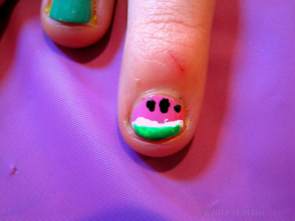 Gorgeous Kids Manicure With Watermelon Nail Art! 1200px