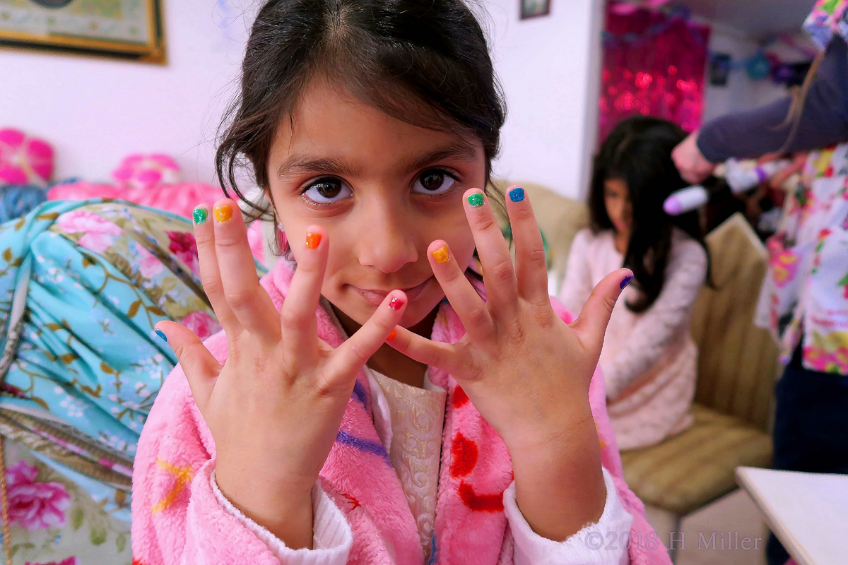She Loves Her Lovely Colorful Girls Manicure! 