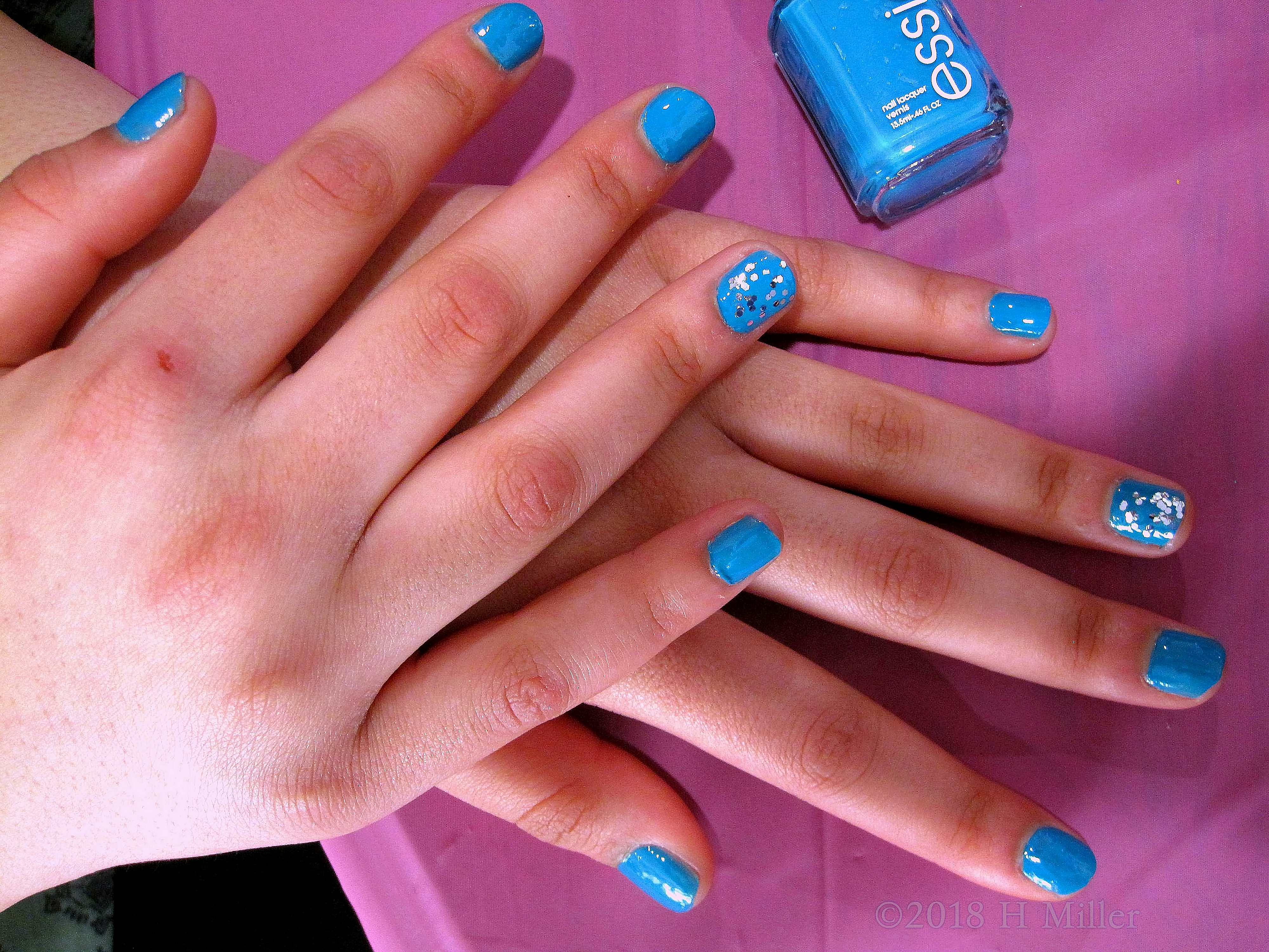 Party Guest With Blue Kids Manicure And Glitter Top Coat! Party Guest With Blue Kids Manicure And Glitter Top Coat!