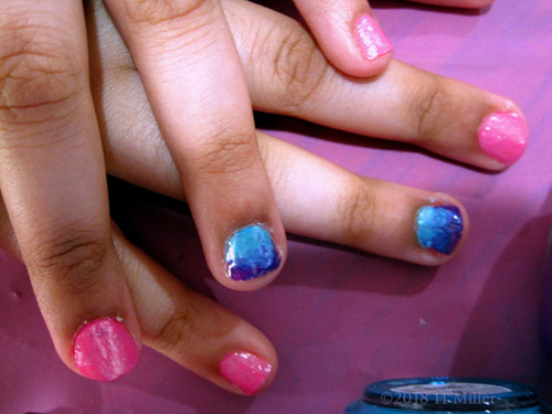 Gorgeous Nail Art With Blue And Pink Ombre