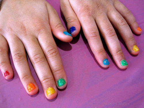 Kids Manicure With Multi Colors