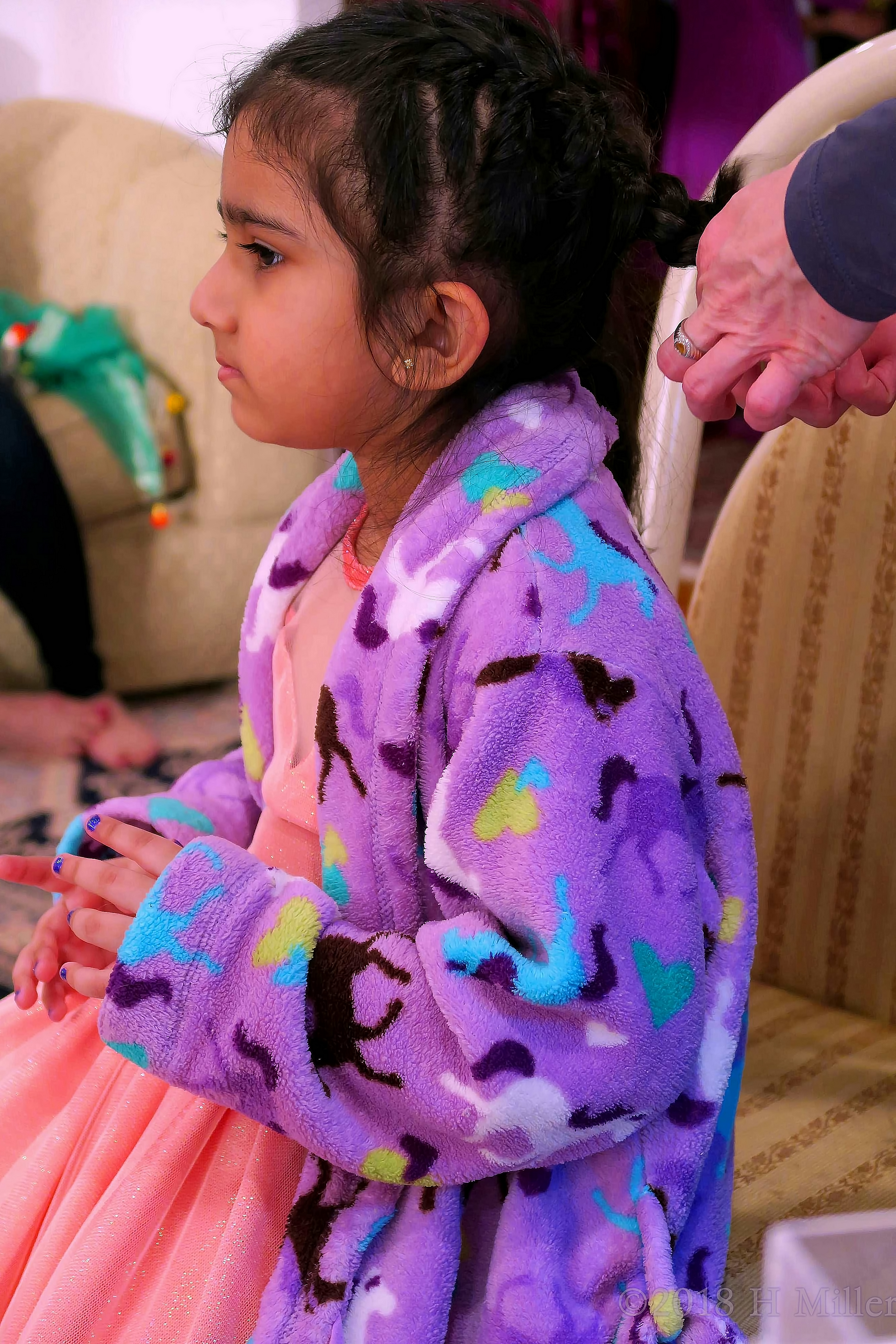 Looking Cheerful In A Purple Spa Robe. She Is Ready For The Spa Party Looking Cheerful In A Purple Spa Robe. She Is Ready For The Spa Party