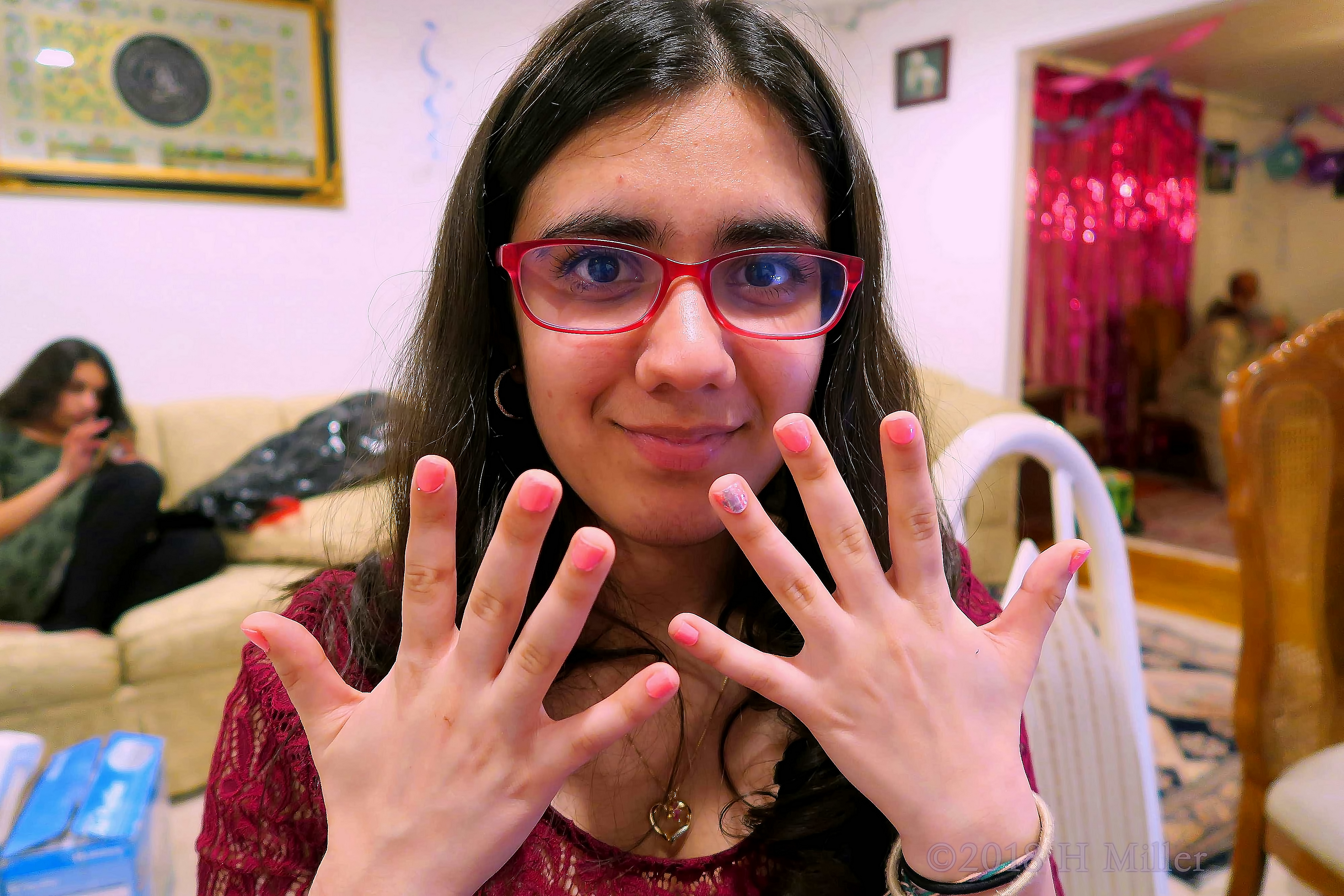 Showing Her Awesome New Baby Pink Manicure For Girls With Silver Glitter Accent Nail! Showing Her Awesome New Baby Pink Manicure For Girls With Silver Glitter Accent Nail!