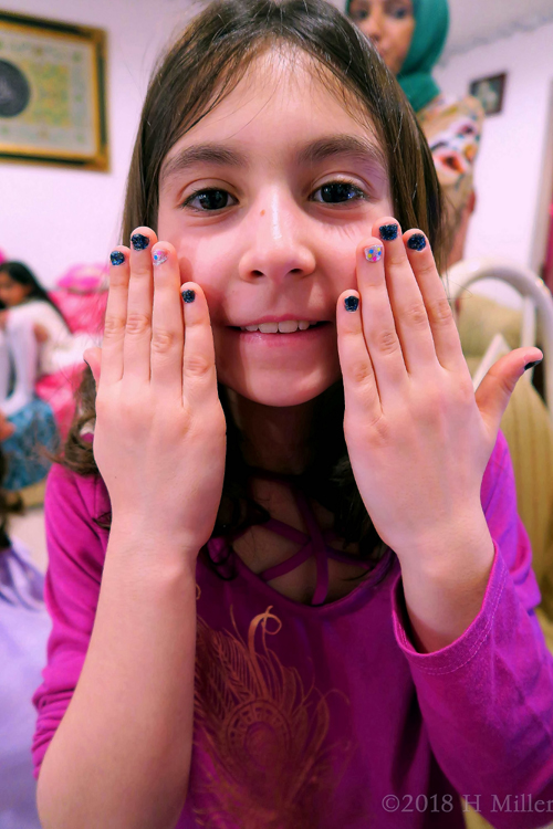Happy With Her Awesome Blue Mini Mani!