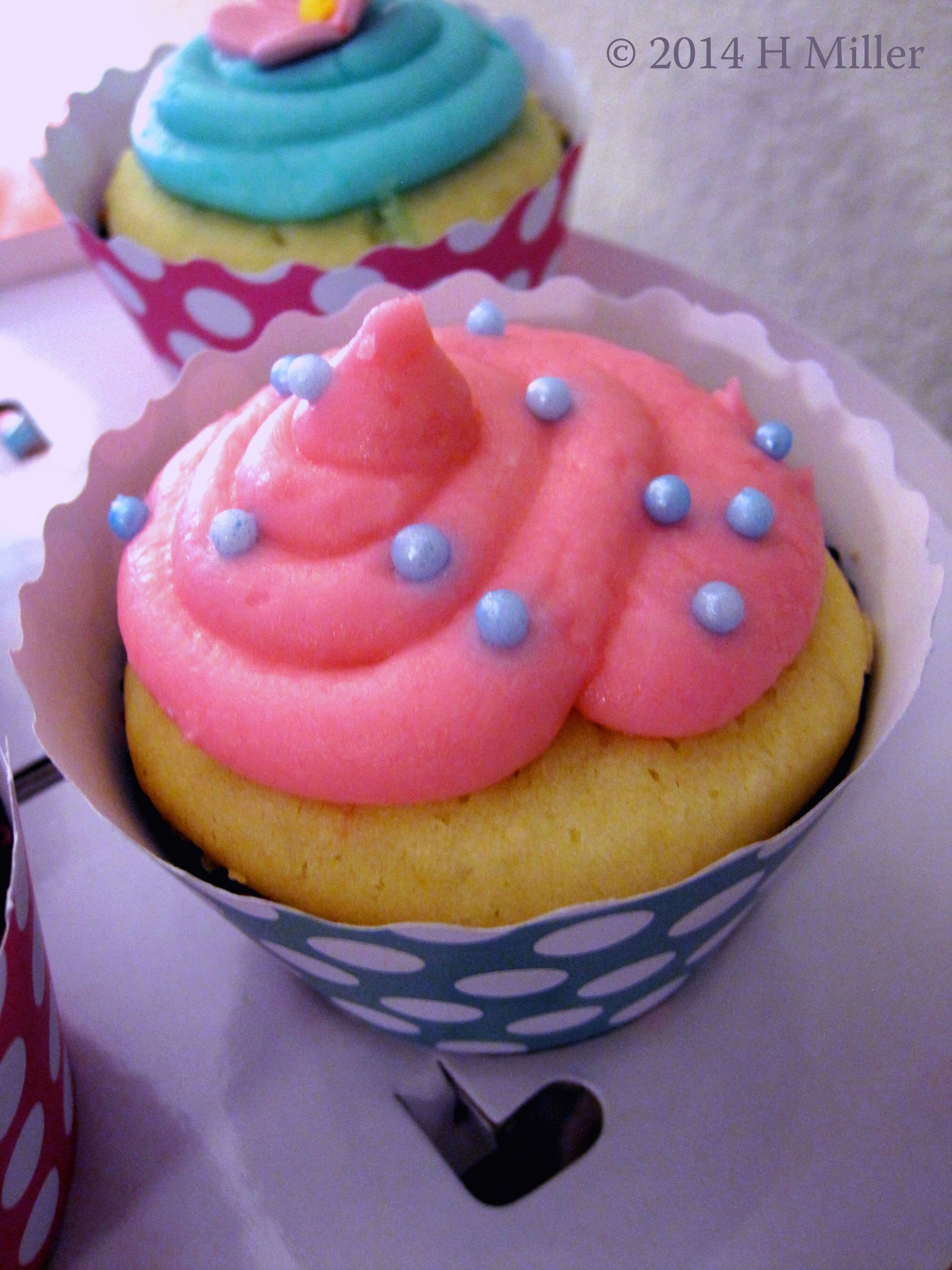 Pink Frosting Spa Birthday Cupcake Close Up Pink Frosting Spa Birthday Cupcake Close Up
