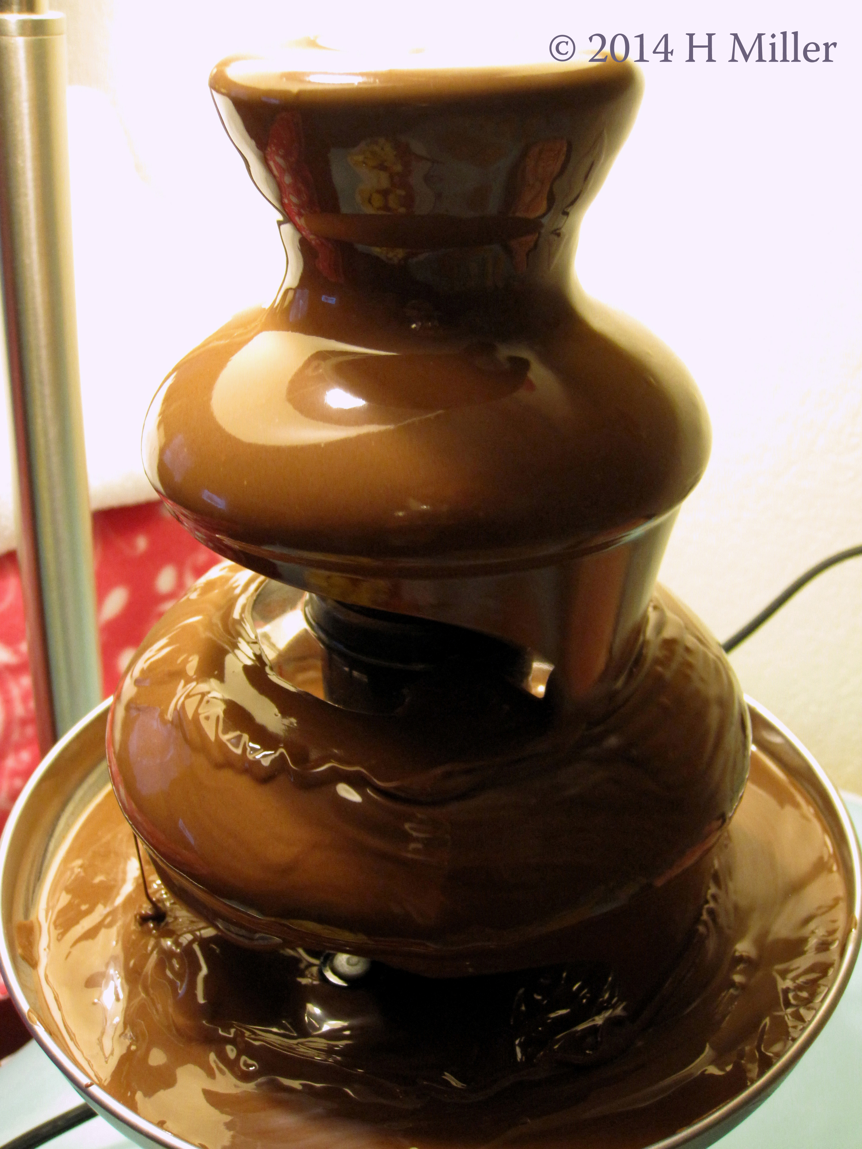The Chocoloate Fountain Begins To Flow.