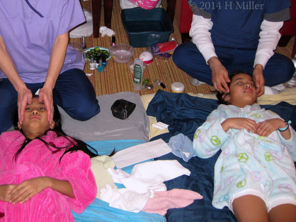 The kids Find The Facials Relaxing. The kids Find The Facials Relaxing.