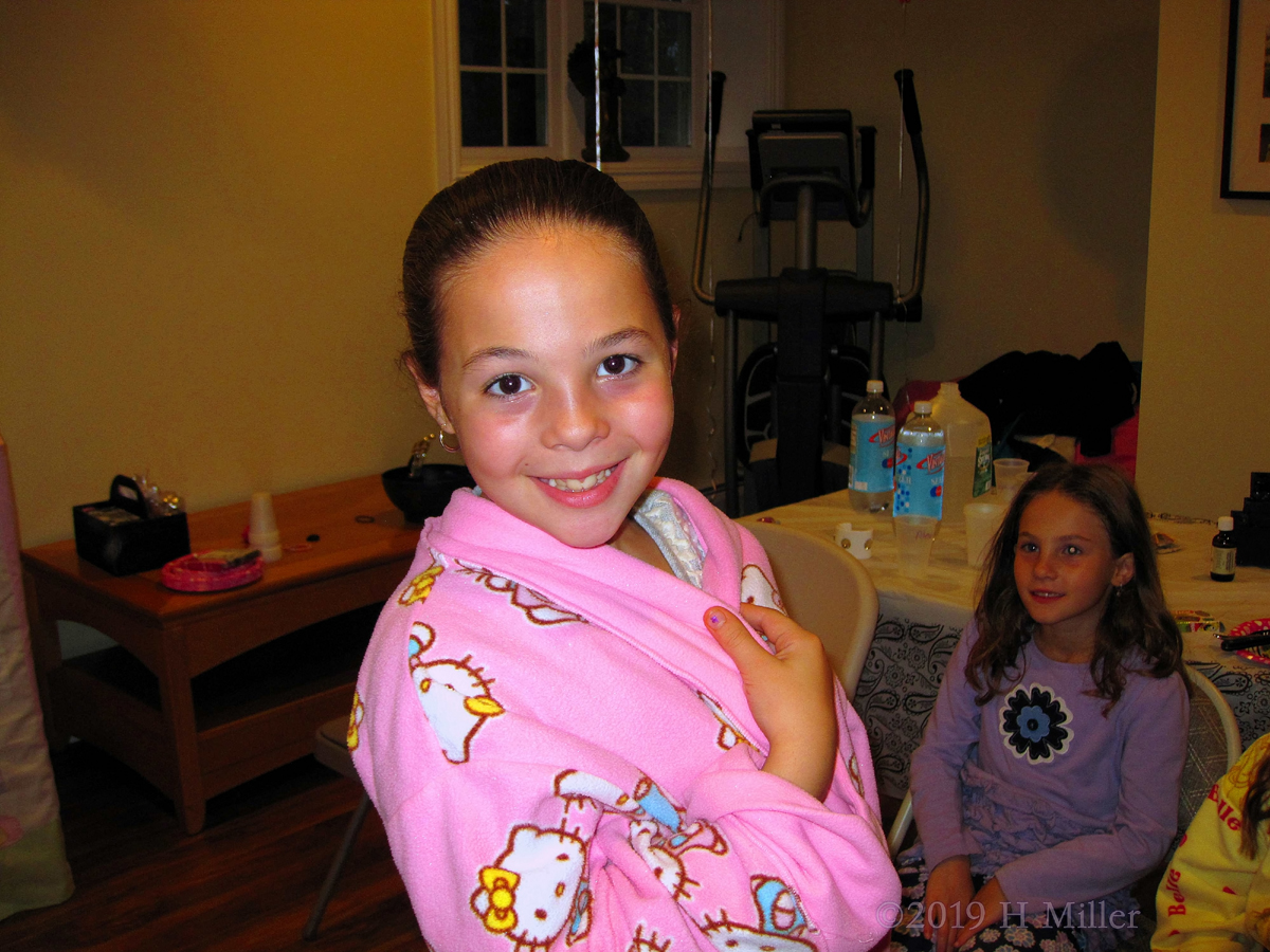 Party Guest And Smiles! Party Guest Poses In Spa Robe! 