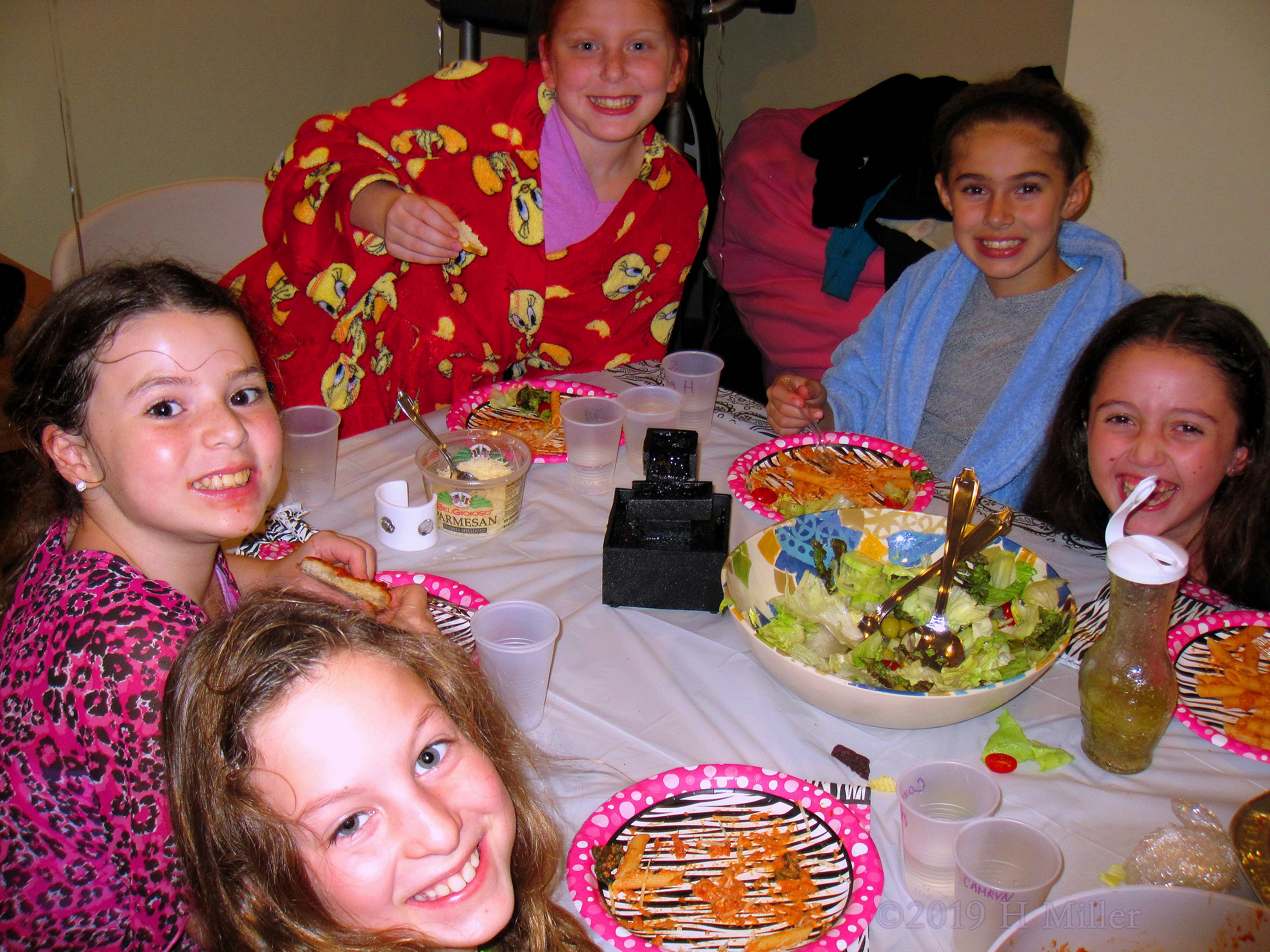 Meal Time! Party Guests Group Photo Around The Table! 