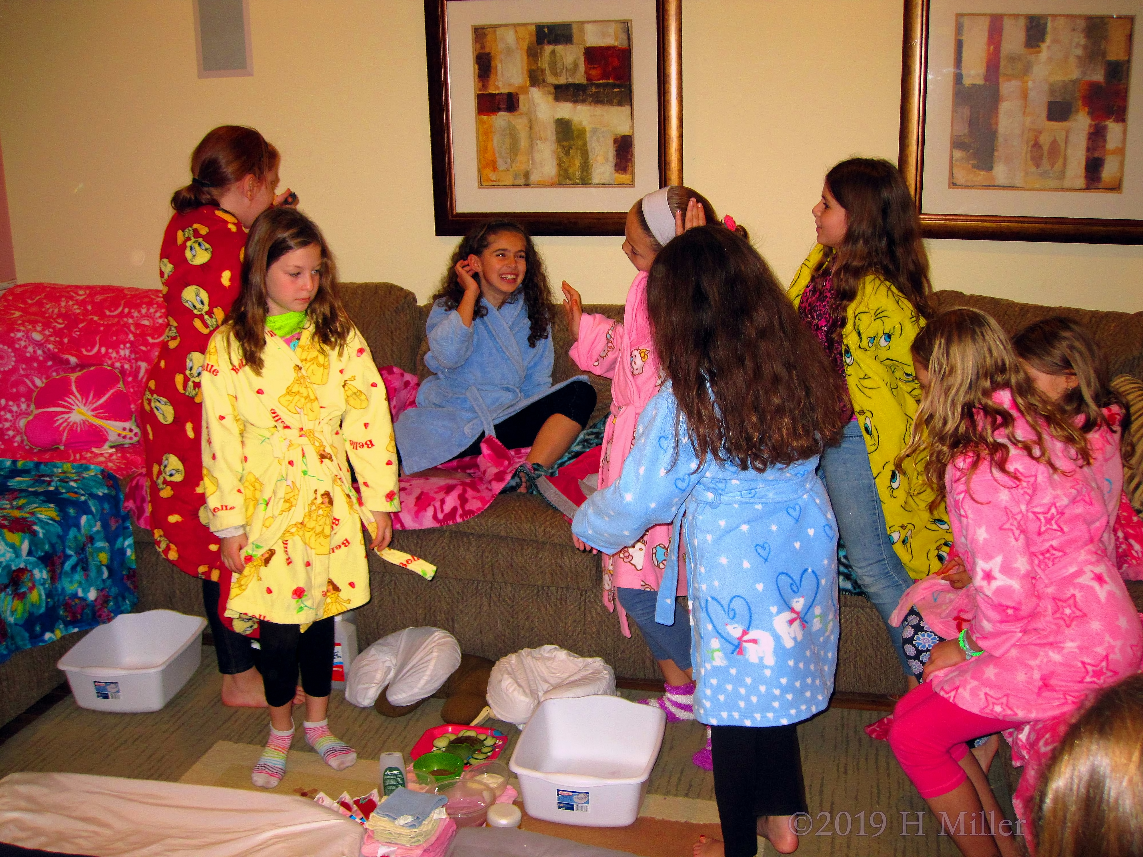 Radiant Party Guests And Rather Cozy Kids Spa Robes! 