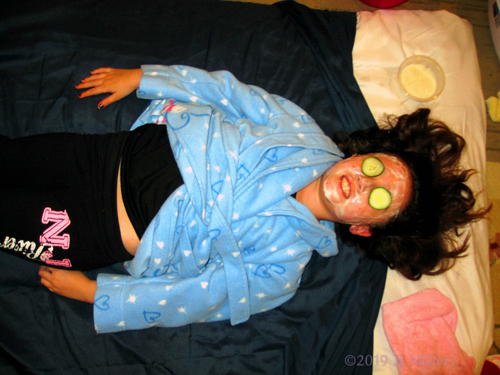 Cucumbers And Relaxing! Smiling While Getting A Kids Facial! Cucumbers And Relaxing! Smiling While Getting A Kids Facial!