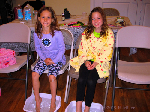 Party Guests Pose During Girls Pedicures!