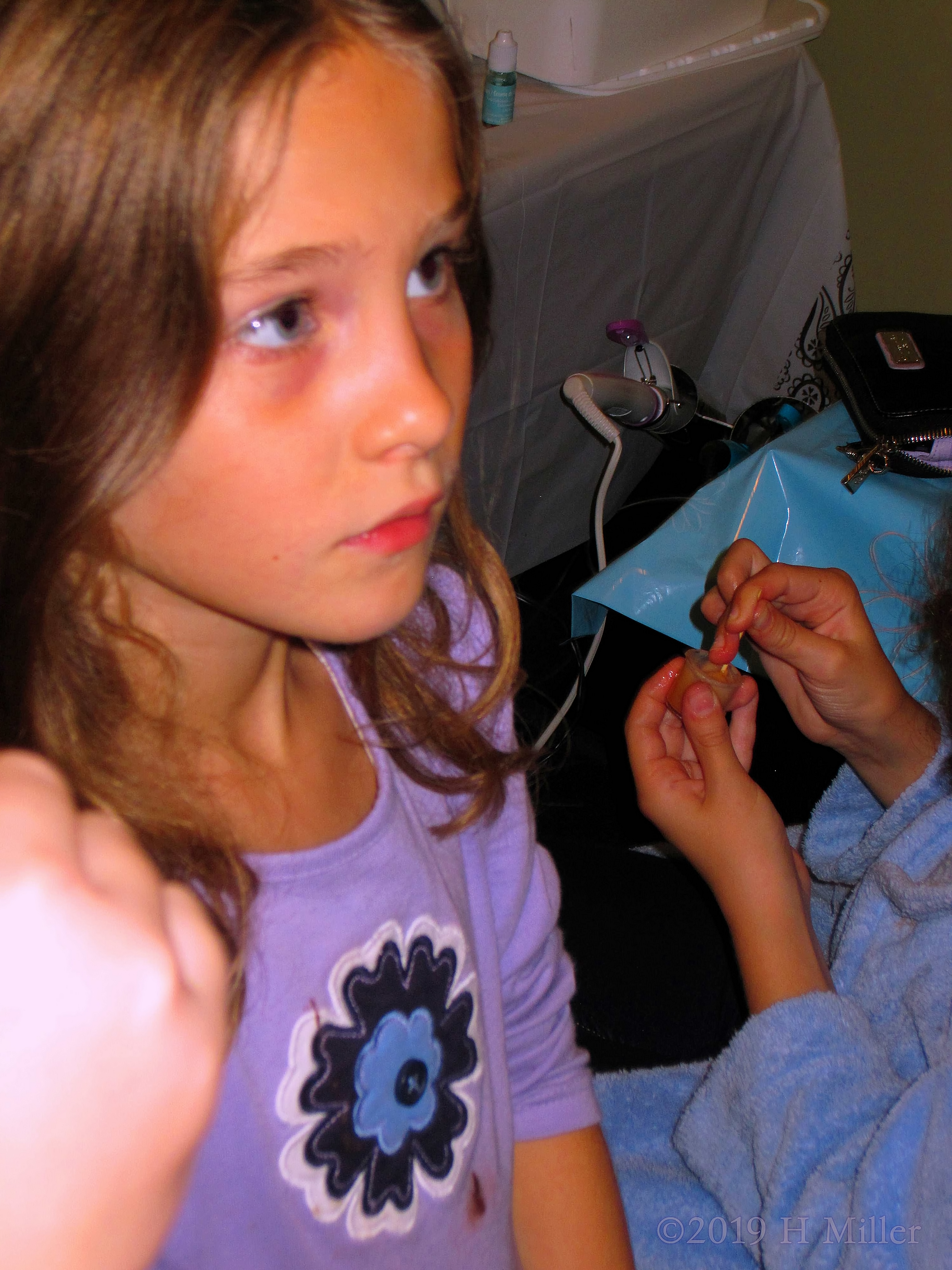 Pampered In Purple! Party Guest Waits Turn At The Kids Craft Table! 